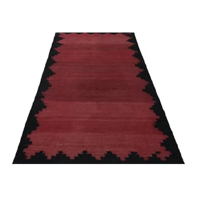 Rug & Kilim Kilim & Flat Weave One-of-a-kind 5'3x9'8 1950s Wool Area Rug In Black;red;pink;white;cream