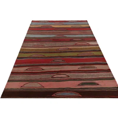 Rug & Kilim Kilim & Flat Weave One-of-a-kind 5'6x7'9 1950s Wool Area Rug In Blue;brown;red;beige;pink;silver;gray;gr