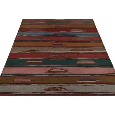 Rug & Kilim Kilim & Flat Weave One-of-a-kind 5'7x6'4 1950s Wool Area Rug In Blue;brown;red;beige;pink;white;silver;g