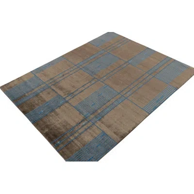 Rug & Kilim 's Mid-century French Deco Rug In Brown & Blue In Blue;brown;beige