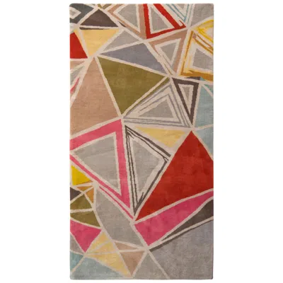 Pre-owned Rug & Kilim 's Mid-century Modern Rug Geometric Gray Red Wool Custom Runner