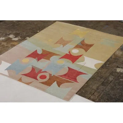 Rug & Kilim 's Mid-century Modern Rug In Beige-brown Geometric Pattern In Brown;white;orange;green
