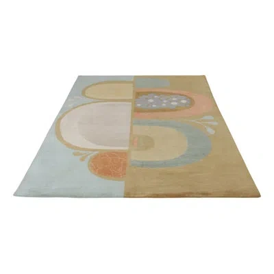 Rug & Kilim 's Mid-century Modern Rug In Green And Blue In Brown;purple;orange;green