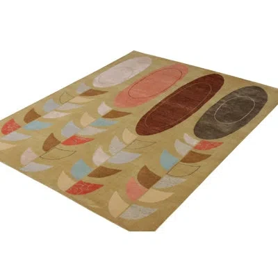 Rug & Kilim 's Mid-century Modern Rug In Green Multi Geometric Pattern In Blue;beige;yellow;green