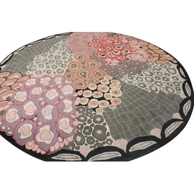 Rug & Kilim 's Mid-century Modern Rug In Green-gray All Over Pattern In Black;brown;beige;gray;green