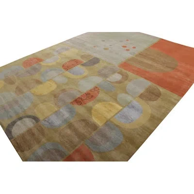 Rug & Kilim 's Mid-century Modern Rug In Multicolor All Over Pattern In Blue;brown;beige;yellow