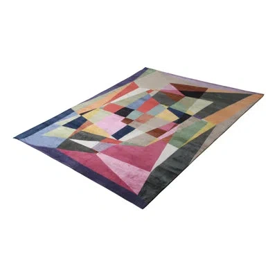 Rug & Kilim 's Mid-century Modern Rug In Multicolor Geometric Pattern In Blue;black;white;gray