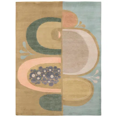 Pre-owned Rug & Kilim 's Mid-century Modern Style Rug In Green And Blue