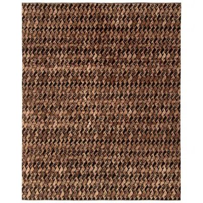 Pre-owned Rug & Kilim 's Midcentury Scandinavian Style Rug Beige-brown Black Pattern