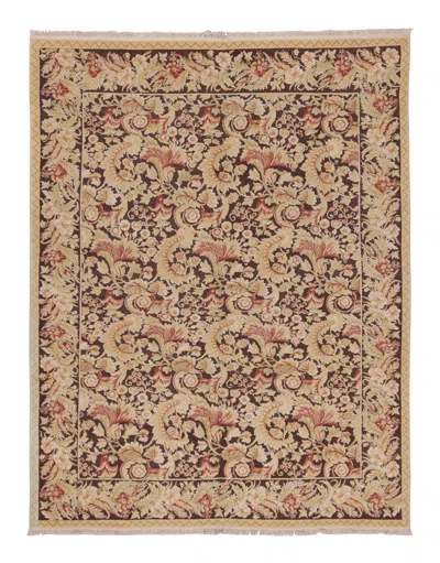 Pre-owned Rug & Kilim 's Modern 18th Century Style Wool Rug Brown And Beige All-over Floral