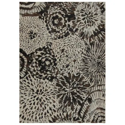 Pre-owned Rug & Kilim 's Modern Art Deco Style Rug In White And Black Abstract Pattern