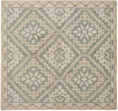 Pre-owned Rug & Kilim 's Modern Classic Square Rug With Beige & Gray Floral Design