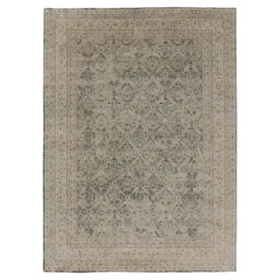 Pre-owned Rug & Kilim 's Modern Classics Rug In Blue With Beige Floral & Geometric Patterns
