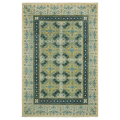 Pre-owned Rug & Kilim 's Modern Classics Rug In Cream, Blue & Yellow, With Floral Patterns