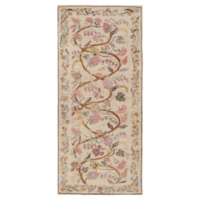 Pre-owned Rug & Kilim 's Modern Classics Runner Rug In Cream With Floral Patterns In White
