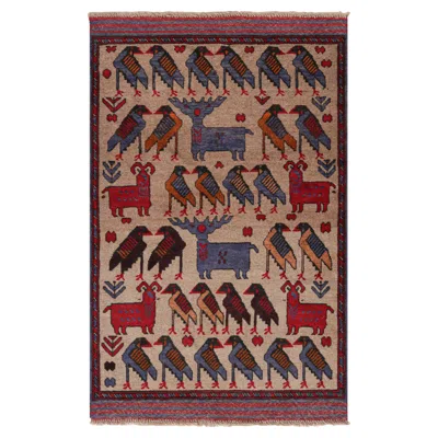 Pre-owned Rug & Kilim 's Modern Classics Tribal Rug In Beige With Animal Pictorials In Brown