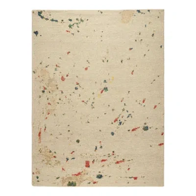 Rug & Kilim 's Modern Distressed Art Rug In White With Colorful Abstract Patterns In Blue;red;white;green;cream