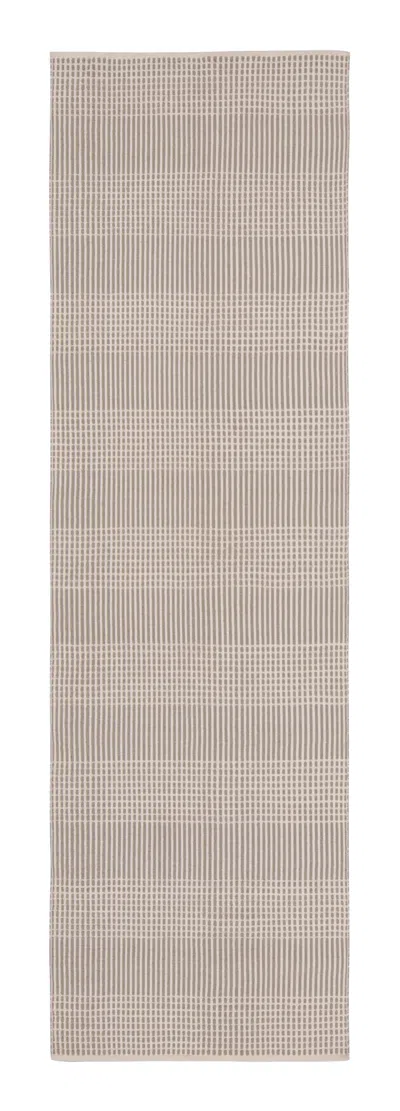 Pre-owned Rug & Kilim 's Modern Flat-weave Beige Brown Geometric Striped Pattern