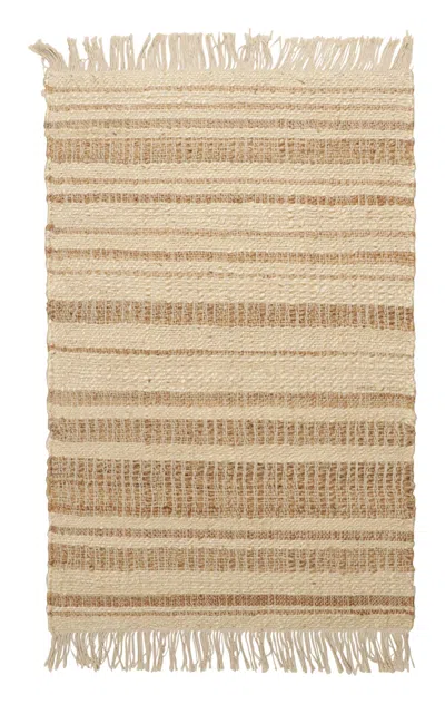 Pre-owned Rug & Kilim 's Modern Flatweave Rug In Beige And Gold With Striped Design In Brown