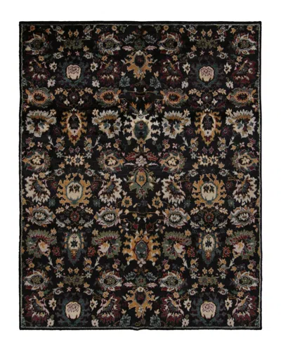 Pre-owned Rug & Kilim 's Modern Karabagh Style Rug In Black With Multicolor Floral Patterns