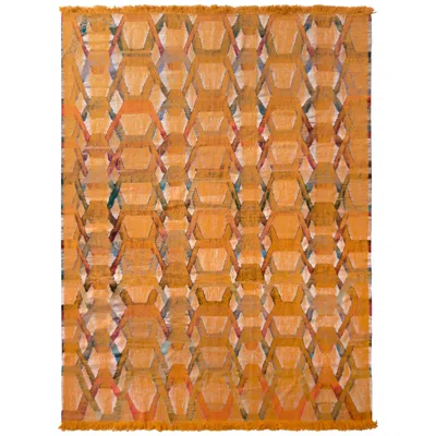 Pre-owned Rug & Kilim Modern Kilim Geometric Gold Orange Flat-weave By