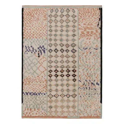 Rug & Kilim 's Modern Moroccan-inspired Rug In Ivory, Rust, And Mint Abstract Pattern In Beige,brown,white,orange,blue,green,black,gray