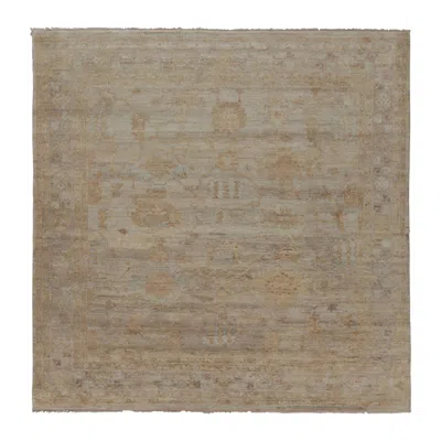 Pre-owned Rug & Kilim 's Modern Oushak-inspired Rug In Pale Gray & Soft Gold Floral Pattern