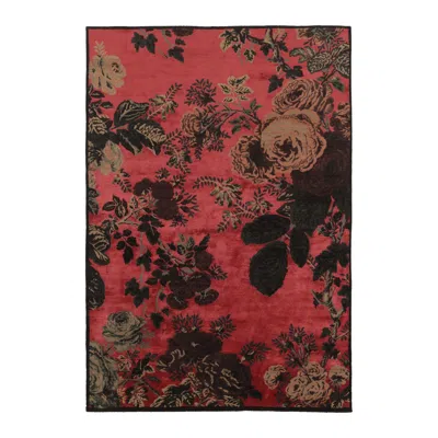Pre-owned Rug & Kilim 's Modern Rug, Crimson Red With Rose Floral Pattern -