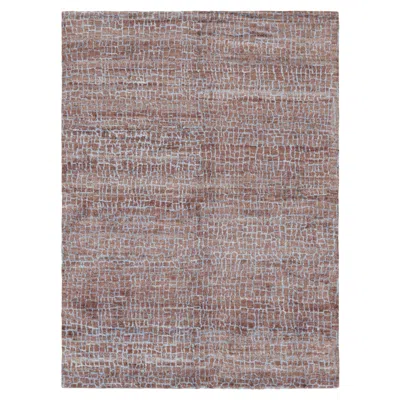 Pre-owned Rug & Kilim 's Modern Rug In Brown With Blue Geometric Patterns