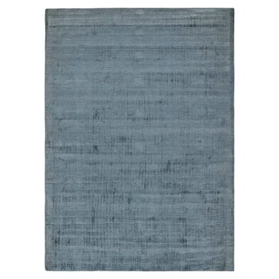 Pre-owned Rug & Kilim 's Modern Rug In Solid Blue Tone-on-tone Striae