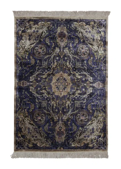 Pre-owned Rug & Kilim 's Modern Rug With Ornate Central Medallion In Royal Blue & Brown