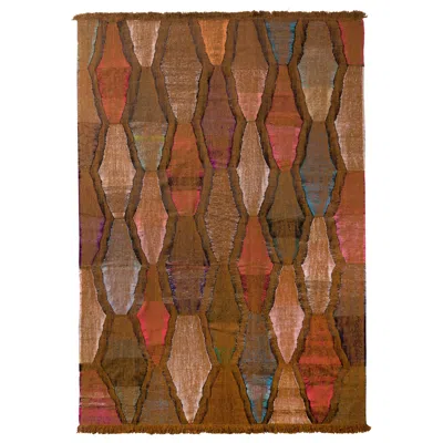 Pre-owned Rug & Kilim 's Modern Striped Kilim Geometric Gold Yellow Flat-weave