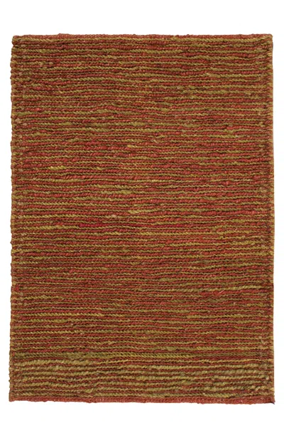 Pre-owned Rug & Kilim 's Modern Textural Rug In Red And Green With Striped Design