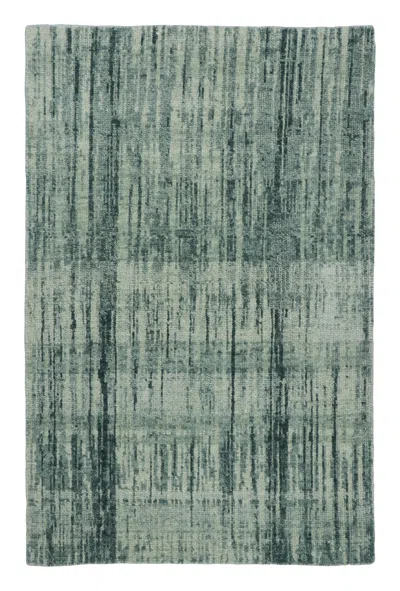 Pre-owned Rug & Kilim 's Modern Textural Rug In Sage Green And Teal With Abstract Design