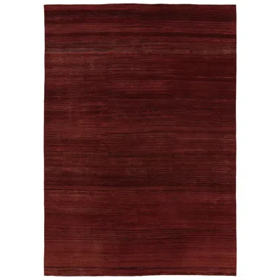 Pre-owned Rug & Kilim 's Modern Textural Rug, Rich Ruby Red Tone-on-tone Striae