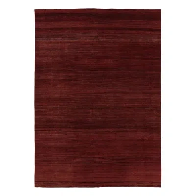 Rug & Kilim 's Modern Textural Rug, Rich Ruby Red Tone-on-tone Striae