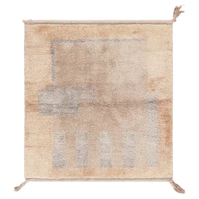 Pre-owned Rug & Kilim 's Moroccan Square Rug With Brown And Blue Geometric Patterns