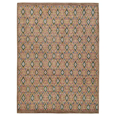 Pre-owned Rug & Kilim 's Moroccan Style Rug In Beige With Colorful Diamond Patterns In Brown