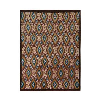 Rug & Kilim 's Moroccan Style Rug In Beige-brown All Over Diamond Pattern In Beige,blue,brown