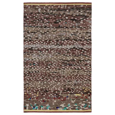 Pre-owned Rug & Kilim 's Moroccan Style Rug In Brown With White Geometric Patterns