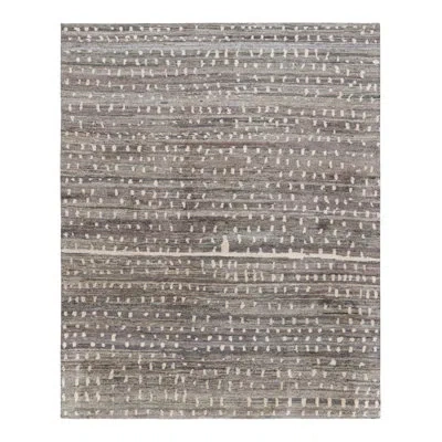 Rug & Kilim 's Moroccan Style Rug In Gray With White All-over Geometric Patterns In Multi