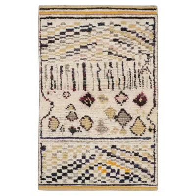 Pre-owned Rug & Kilim 's Moroccan Style Scatter Rug With Colorful Geometric Patterns In Sand