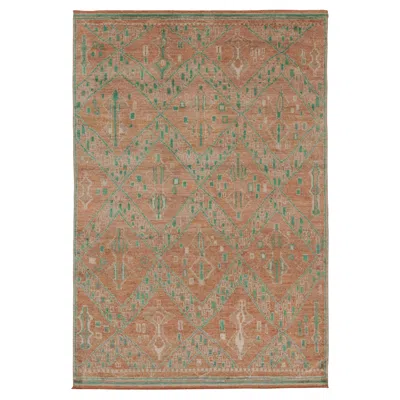 Pre-owned Rug & Kilim 's Moroccan-inspired Rug In Warm Orange And Green Geometric Pattern