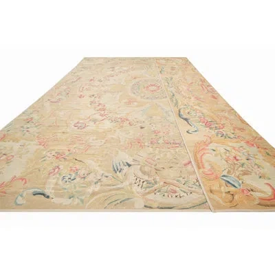 Rug & Kilim One-of-a-kind 15'7x17'7 Before 1900 Wool Area Rug In Blue;brown;beige;pink;gold;white;green;c