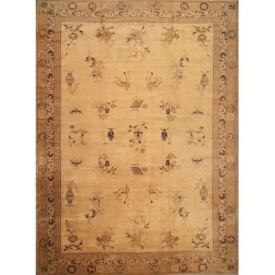 Rug & Kilim One-of-a-kind Hand-knotted 13'x17'7” Wool Area Rug In Beige In Brown,black