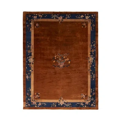 Rug & Kilim One-of-a-kind Hand-knotted 1920s Art Deco Brown/blue 9'3" X 11'7" Wool Area Rug In Blue;brown