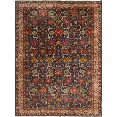 Rug & Kilim One-of-a-kind Hand-knotted 1920s Mid-century Modern Blue 11'1" X 8'3" Wool Area Rug