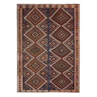 Rug & Kilim One-of-a-kind Hand-knotted 1950s Kilim Brown/blue 5' X 7' Wool Area Rug In Blue;brown