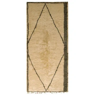 Rug & Kilim One-of-a-kind Hand-knotted 1950s Mid-century Modern Beige 6'6" X 13'11" Runner Wool Area Rug