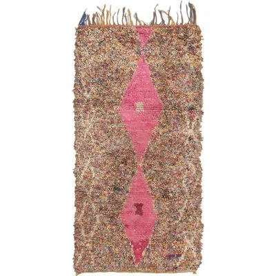 Rug & Kilim One-of-a-kind Hand-knotted 1950s Mid-century Modern Brown/pink 3'3" X 6'9" Wool Area Rug In Brown;pink